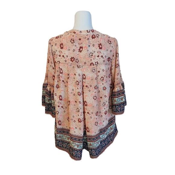 Knox Rose Embroidered Babydoll Top Small Pink Boho Hippie Peasant Cottagecore - Picture 2 of 9